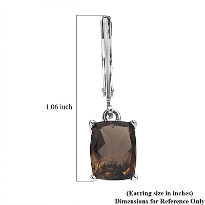 Brazilian Smoky Quartz 4.25 ctw Earrings in Stainless Steel 