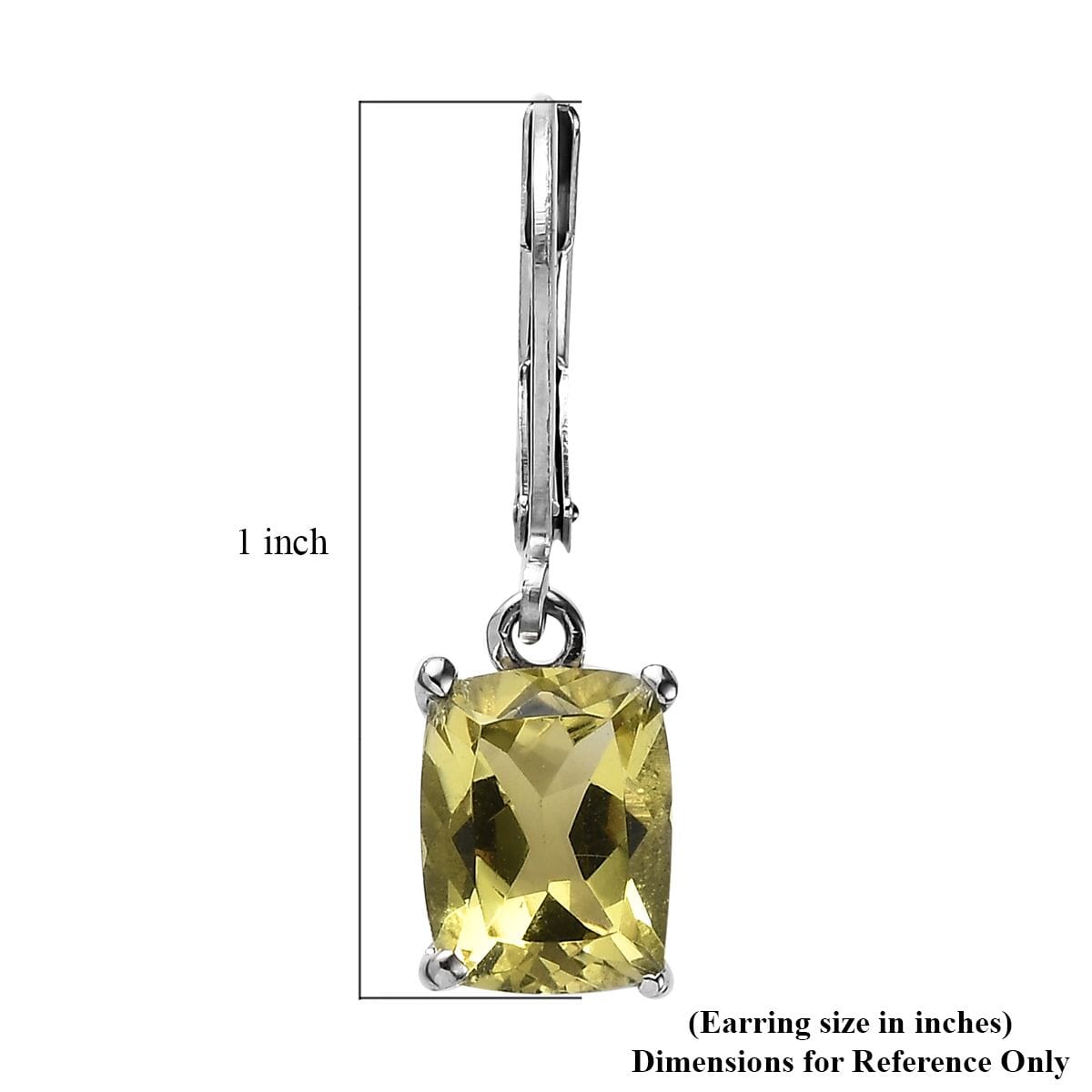 Green Gold Quartz 4.50 ctw Lever Back Earrings in Stainless Steel image number 4