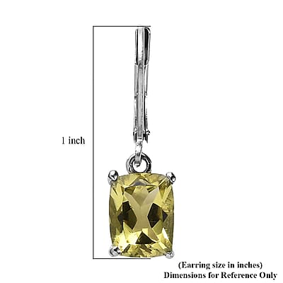 Green Gold Quartz 4.50 ctw Lever Back Earrings in Stainless Steel