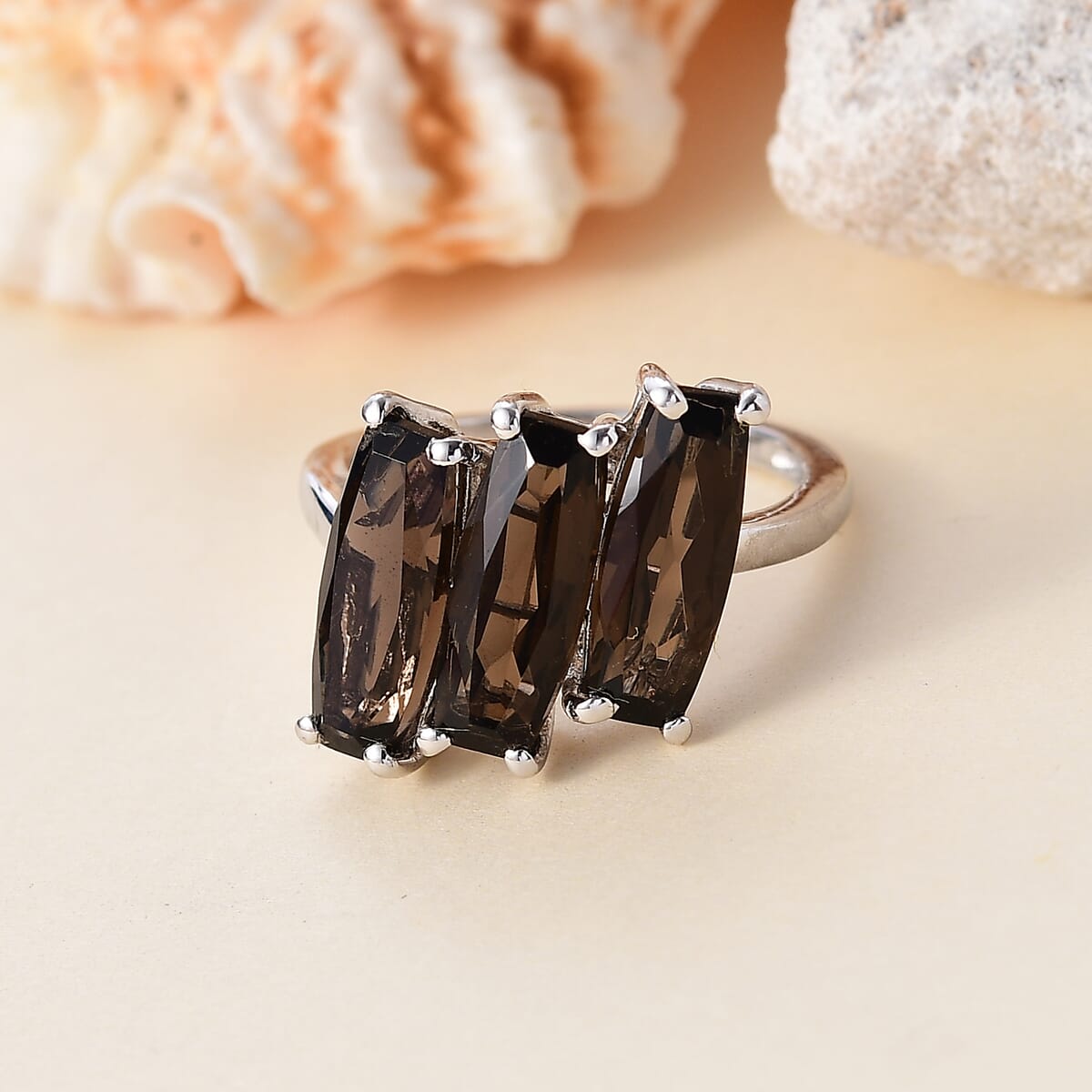 Karis Brazilian Smoky Quartz 6.25 ctw Ring in Platinum Bond (Size 10.0) image number 1