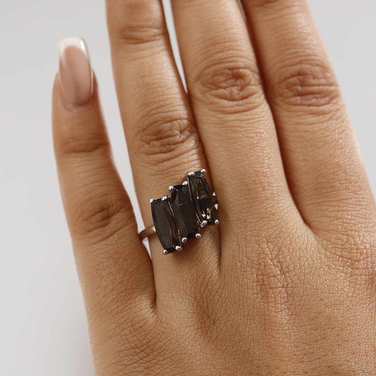 Karis Brazilian Smoky Quartz 6.25 ctw Ring in Platinum Bond (Size 10.0) image number 2