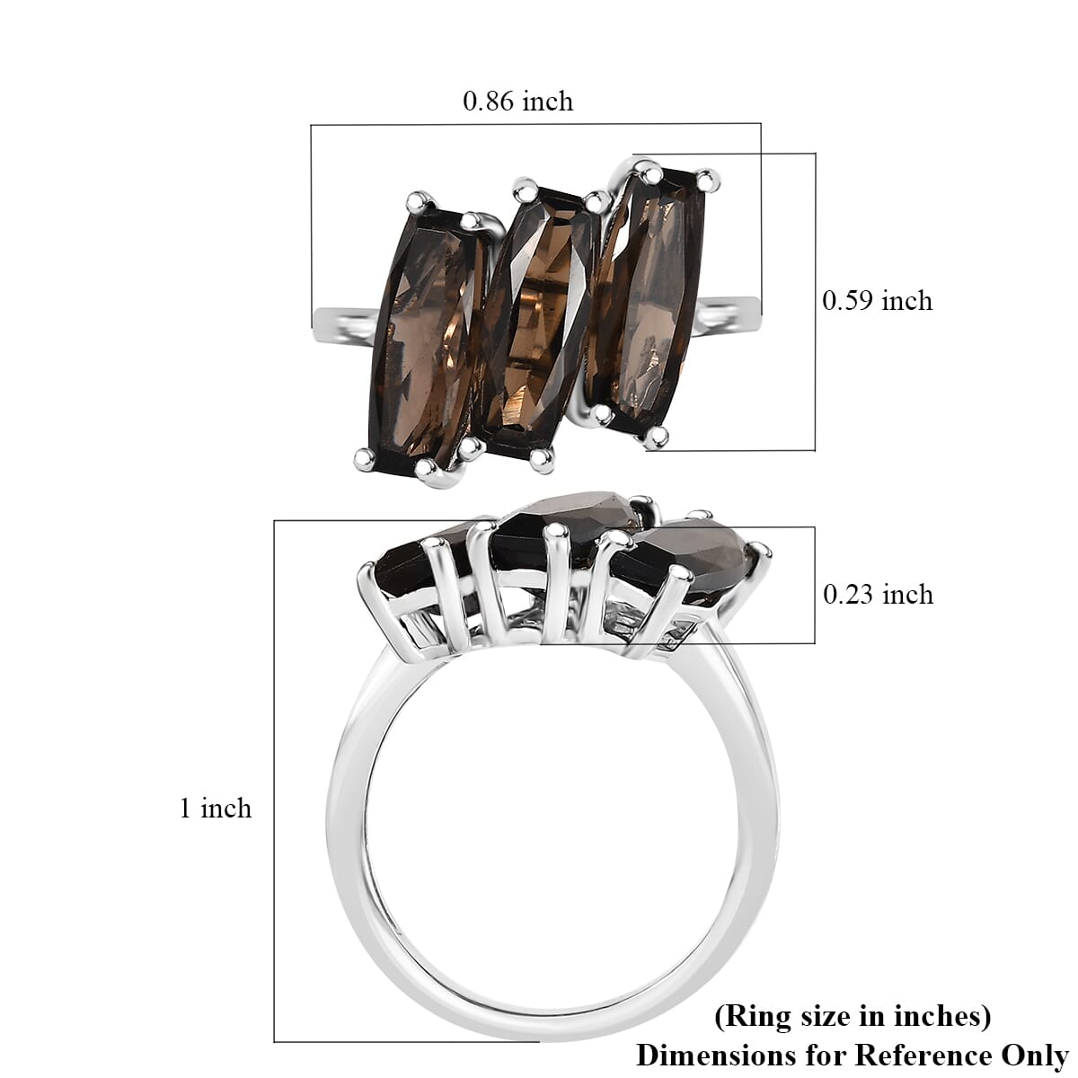 Karis Brazilian Smoky Quartz 6.25 ctw Ring in Platinum Bond (Size 10.0) image number 5