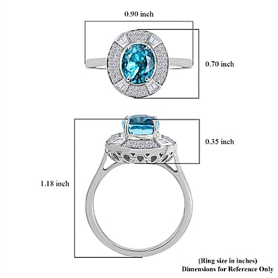 Certified & Appraised Rhapsody 950 Platinum AAAA Ratanakiri Blue Zircon, Diamond (E-F, VS) Ring (Size 10.0) (7 g) 5.71 ctw