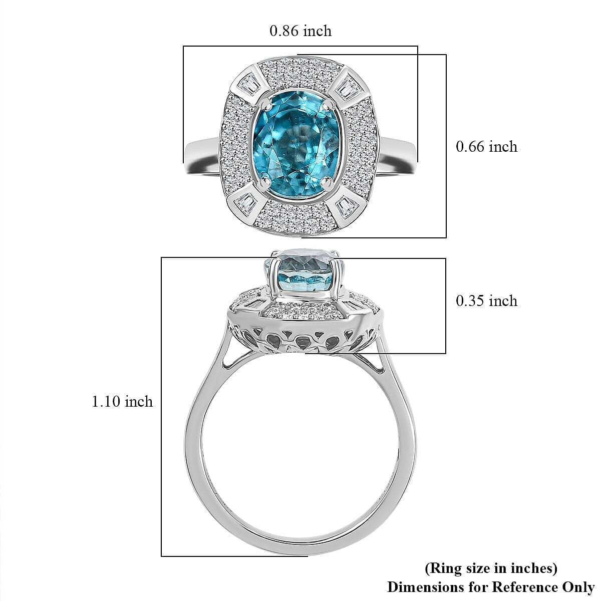 Rhapsody 950 Platinum AAAA Ratanakiri Blue Zircon, Diamond (E-F, VS) (0.57 cts) Ring (Size 10.0) (7.85 g) 6.00 ctw