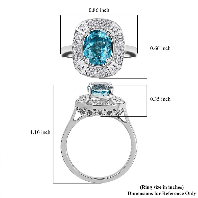 Rhapsody AAAA Ratanakiri Blue Zircon and E-F VS Diamond 6.00 ctw Ring in 950 Platinum (Size 8.0) 7.85 Grams