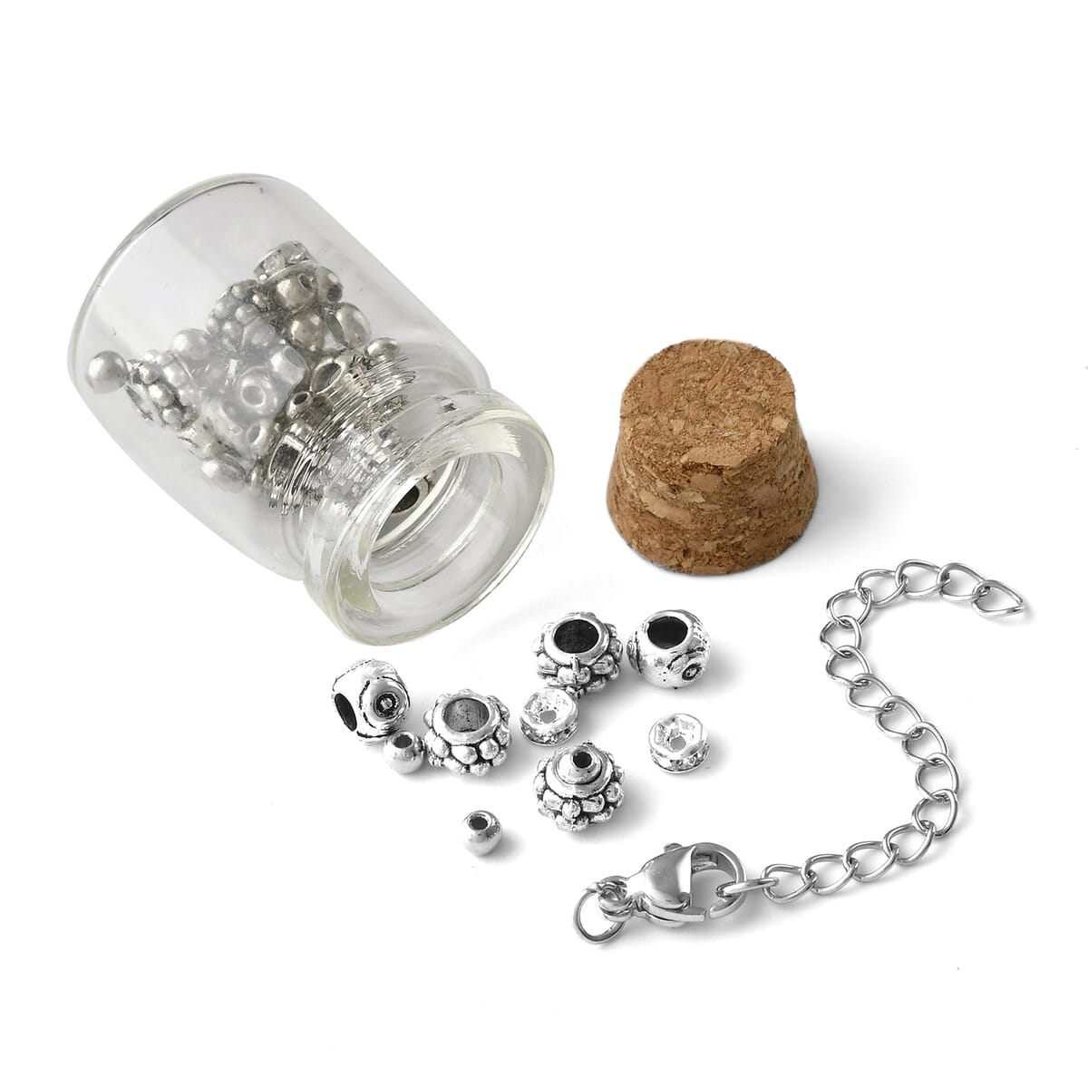 Multi Gemstone Delightful DIY Jewelry Kit Featuring 5 Mini Glass Bottles with Cork Lids 91.00 ctw image number 7