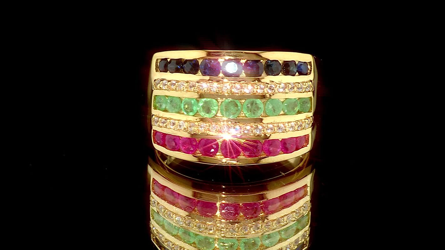 Doorbuster Multi Gemstone Ring in Vermeil YG Over Sterling Silver (Size 8.0) 2.10 ctw