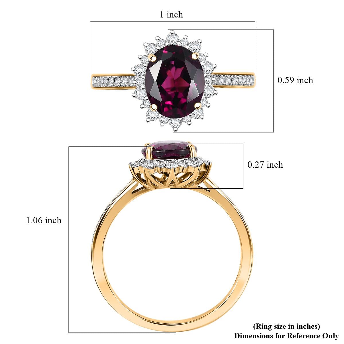 Certified & Appraised Luxoro AAA Radiant Ember Garnet and I2 Diamond 3.70 ctw Sunburst Ring in 10K Yellow Gold (Size 9.0) (Del. in 7-10 Days) image number 5