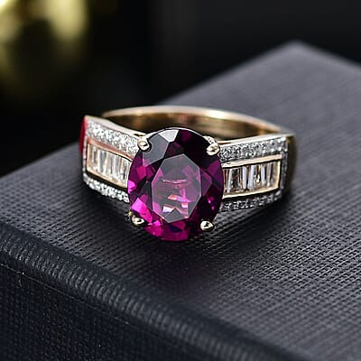Doorbuster Certified & Appraised Luxoro AAA Radiant Ember Garnet and I2 Diamond 4.76 ctw Ring in 10K Yellow Gold (Size 6.0) (Del. in 7-10 Days)