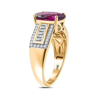 Doorbuster Certified & Appraised Luxoro AAA Radiant Ember Garnet and I2 Diamond 4.76 ctw Ring in 10K Yellow Gold (Size 6.0) (Del. in 7-10 Days)