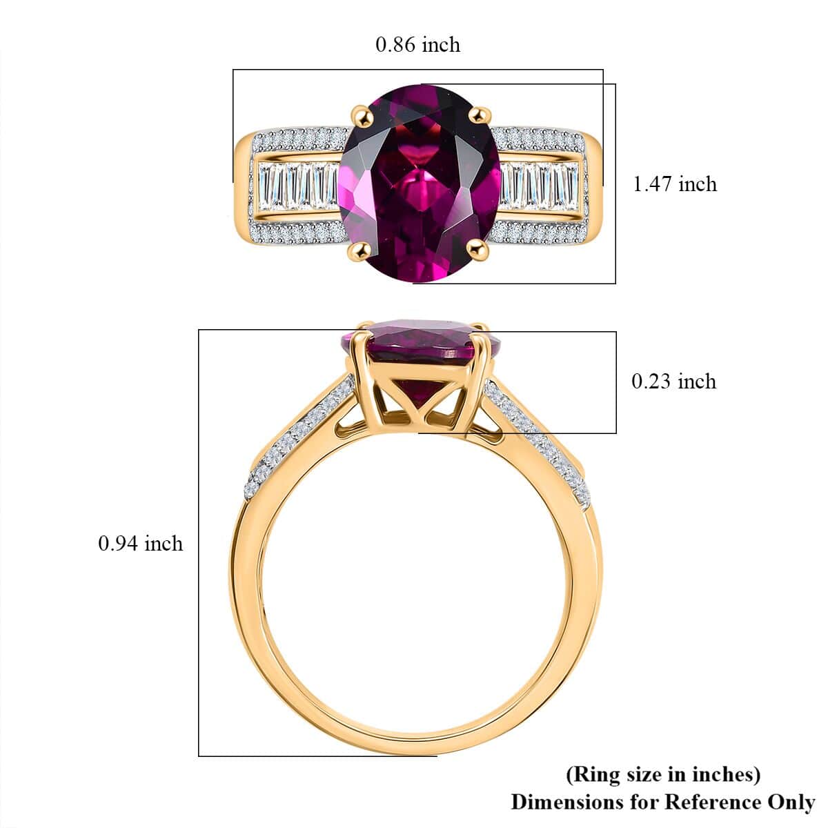 Doorbuster Certified & Appraised Luxoro AAA Radiant Ember Garnet and I2 Diamond 4.76 ctw Ring in 10K Yellow Gold (Size 6.0) (Del. in 7-10 Days) image number 5