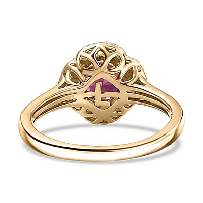 Certified & Appraised Luxoro AAA Radiant Ember Garnet and I2 Diamond 2.00 ctw Ring in 10K Yellow Gold (Size 10.0)