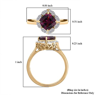 Certified & Appraised Luxoro AAA Radiant Ember Garnet and I2 Diamond 2.00 ctw Ring in 10K Yellow Gold (Size 10.0)