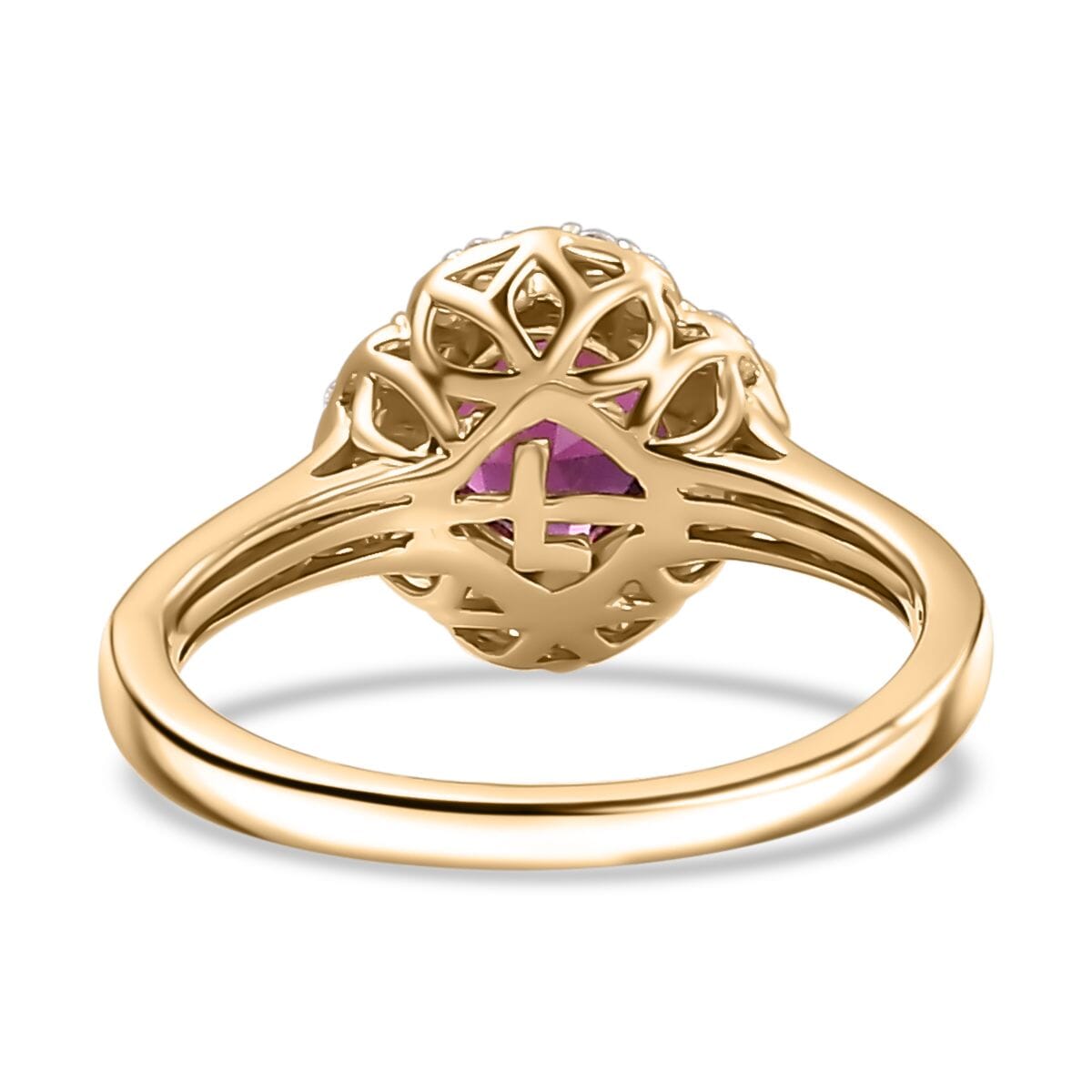 Certified & Appraised Luxoro AAA Radiant Ember Garnet and I2 Diamond 2.00 ctw Ring in 10K Yellow Gold (Size 9.0) image number 4