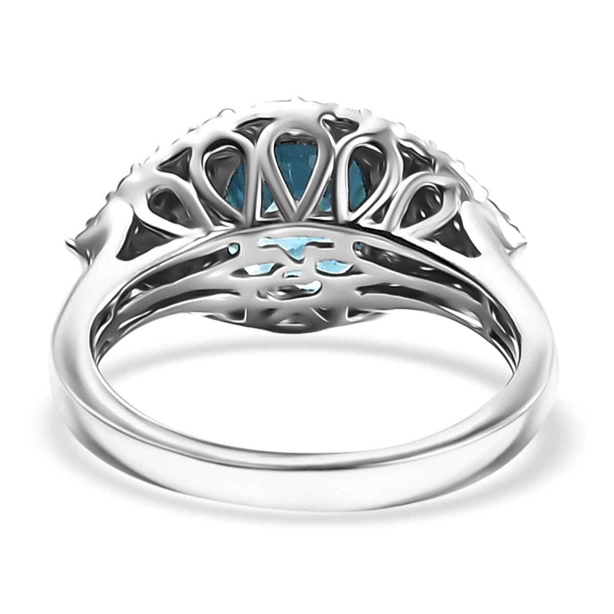 Rhapsody 950 Platinum AAAA Ratanakiri Blue Zircon, Diamond (E-F, VS) Ring (Size 10.0) (6.80 g) 4.75 ctw image number 4