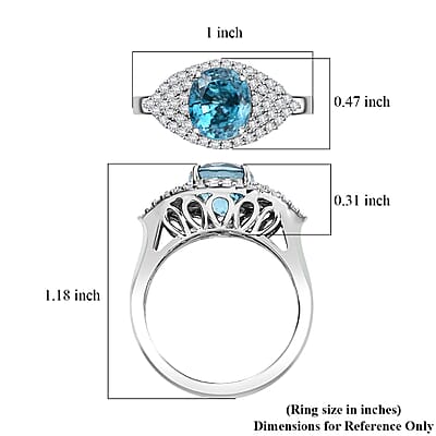 Rhapsody AAAA Ratanakiri Blue Zircon and E-F VS Diamond 4.75 ctw Ring in 950 Platinum (Size 8.0) 6.80 Grams (Del. in 7-10 Days)
