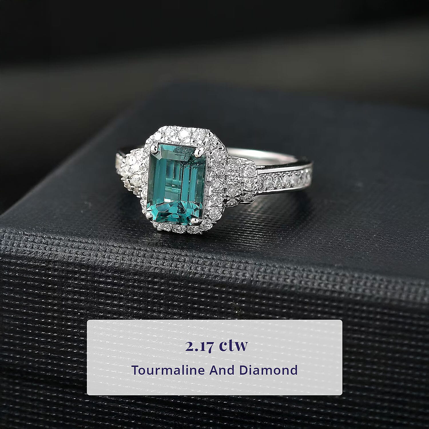 Luxoro AAA Pirineu Lagoon Tourmaline and I2 Diamond 2.17 ctw Ring in 14K White Gold (Size 10.0)