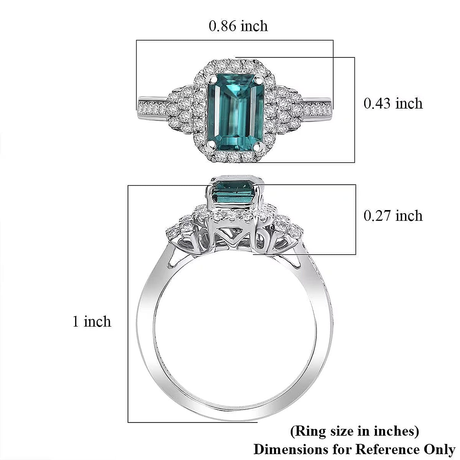Luxoro AAA Pirineu Lagoon Tourmaline and I2 Diamond 2.17 ctw Ring in 14K White Gold (Size 10.0)