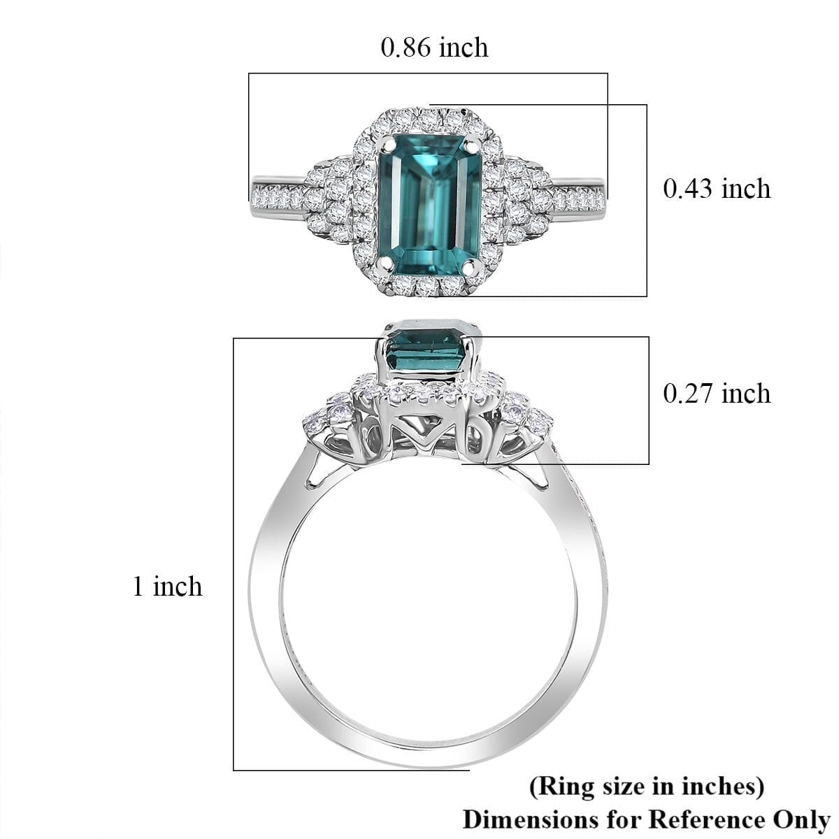 Luxoro AAA Pirineu Lagoon Tourmaline and I2 Diamond 2.17 ctw Ring in 14K White Gold (Size 10.0) image number 5