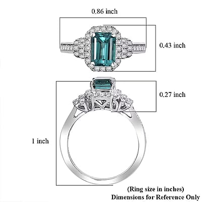Luxoro AAA Pirineu Lagoon Tourmaline and I2 Diamond 2.17 ctw Ring in 14K White Gold (Size 10.0)