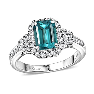 Luxoro AAA Pirineu Lagoon Tourmaline and I2 Diamond 2.17 ctw Ring in 14K White Gold (Size 8.0)