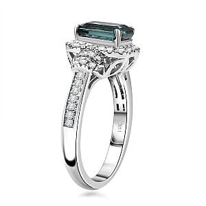 Luxoro AAA Pirineu Lagoon Tourmaline and I2 Diamond 2.17 ctw Ring in 14K White Gold (Size 8.5)