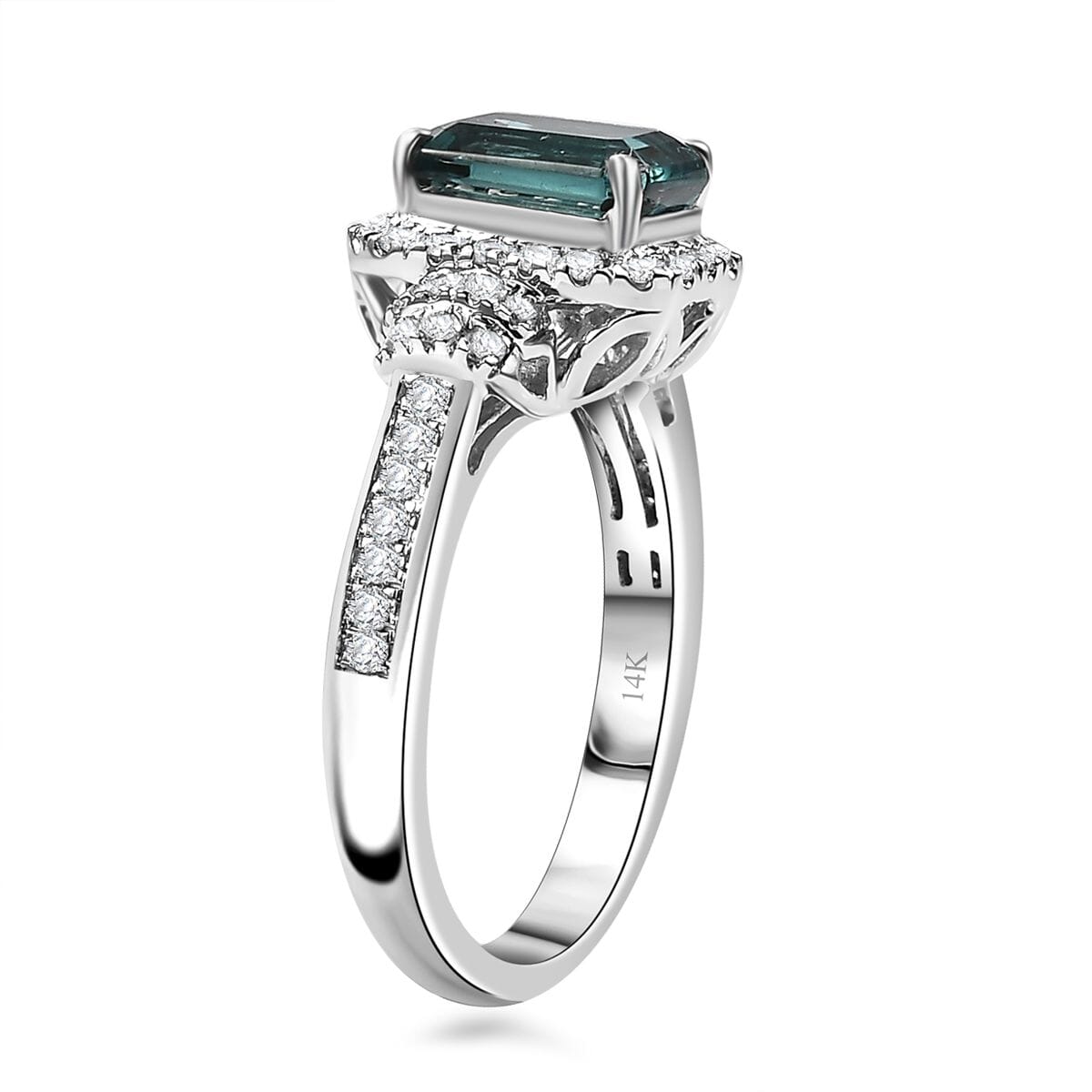 Luxoro AAA Pirineu Lagoon Tourmaline and I2 Diamond 2.17 ctw Ring in 14K White Gold (Size 9.0) image number 3