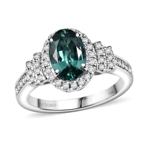 Certified & Appraised Luxoro AAA Pirineu Lagoon Tourmaline and I2 Diamond 2.05 ctw Ring in 14K White Gold (Size 6.0)