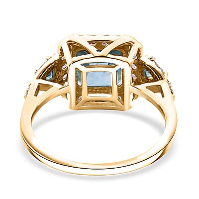 Luxoro Premium Ratanakiri Blue Zircon, Madagascar Pink Sapphire and G-H I2 Diamond 4.90 ctw Ring in 10K Yellow Gold (Size 10.0) 4 Grams