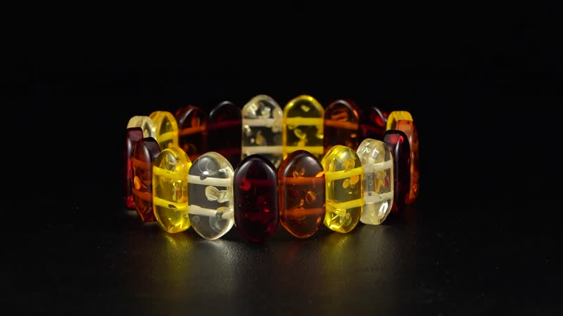 Simulated Multi Color Amber Block Stretch Bracelet 7-7.5 Inches
