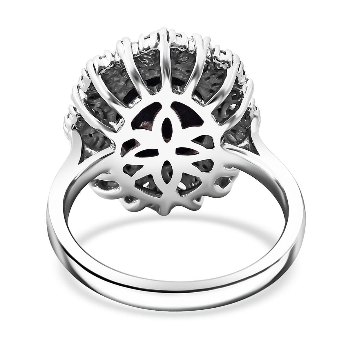 Indian Star Ruby, White Zircon Starlight Ring in Rhodium Over Sterling Silver (Size 5.0) 10.25 ctw image number 4