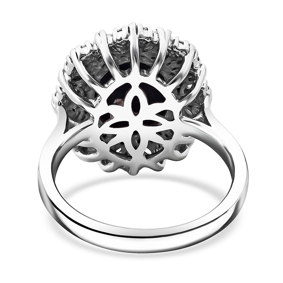 Indian Star Ruby and White Zircon 10.25 ctw Starlight Ring in Rhodium Over Sterling Silver (Size 9.0) image number 4