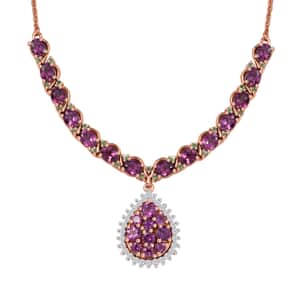 AAA Radiant Ember Garnet and Multi Gemstone 8.70 ctw Petals Vine Necklace in 18K Vermeil Rose Gold Over Sterling Silver 18 Inches