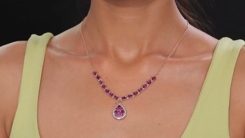 D'Joy AAA Radiant Ember Garnet and Multi Gemstone 8.70 ctw Petals Vine Necklace in 18K Vermeil Rose Gold Over Sterling Silver 18 Inches