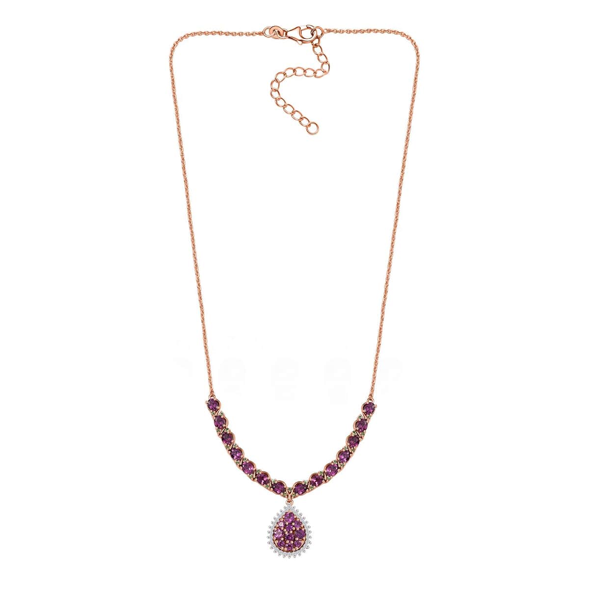 AAA Radiant Ember Garnet and Multi Gemstone 8.70 ctw Petals Vine Necklace in 18K Vermeil Rose Gold Over Sterling Silver 18 Inches image number 3