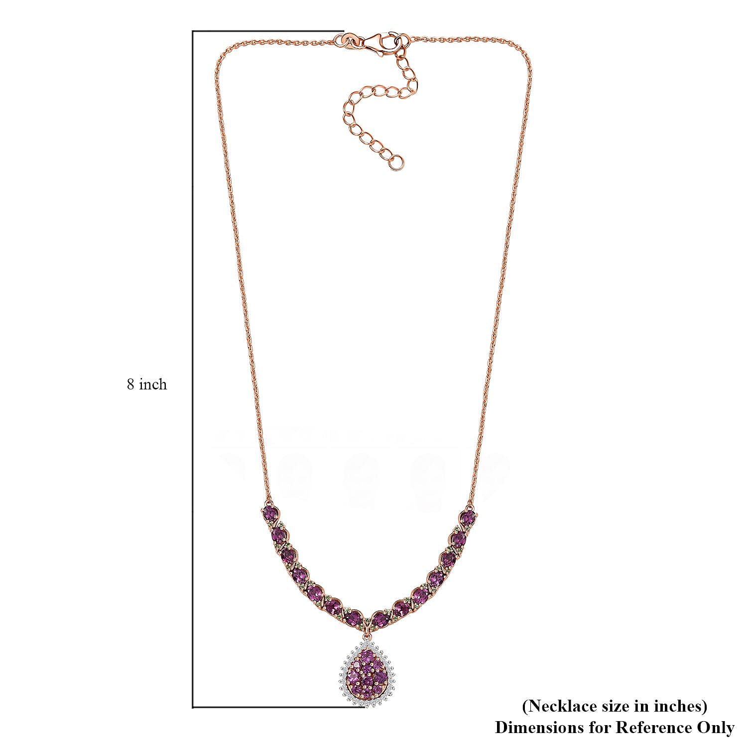 D'Joy AAA Radiant Ember Garnet and Multi Gemstone 8.70 ctw Petals Vine Necklace in 18K Vermeil Rose Gold Over Sterling Silver 18 Inches