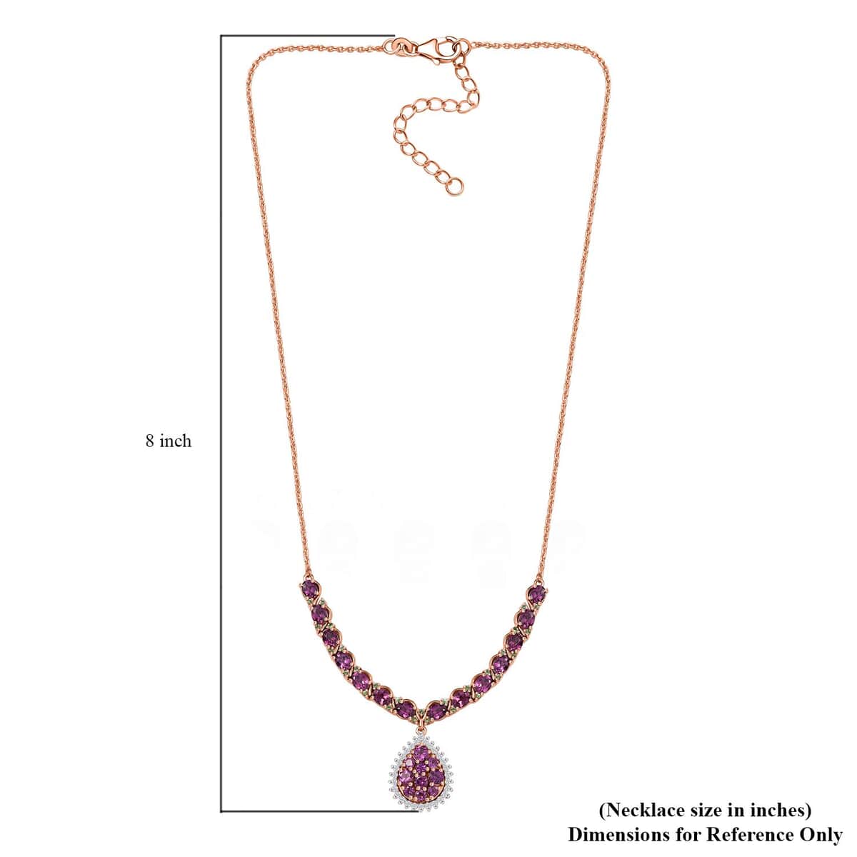 AAA Radiant Ember Garnet and Multi Gemstone 8.70 ctw Petals Vine Necklace in 18K Vermeil Rose Gold Over Sterling Silver 18 Inches image number 5