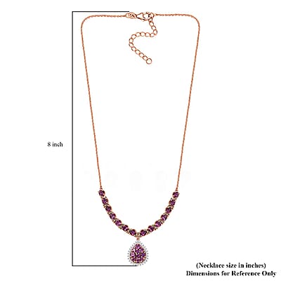 D'Joy AAA Radiant Ember Garnet and Multi Gemstone 8.70 ctw Petals Vine Necklace in 18K Vermeil Rose Gold Over Sterling Silver 18 Inches