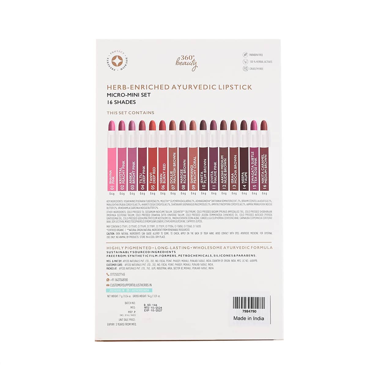 Just Herbs Herb-Enriched Ayurvedic Lipstick Micro Mini Set image number 1