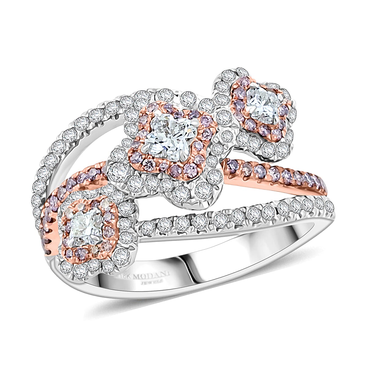 Doorbuster Modani Natural White and Pink Diamond 1.25 ctw Ring in 950 Platinum and 18K Rose Gold (Size 7.0) 7.35 Grams image number 0