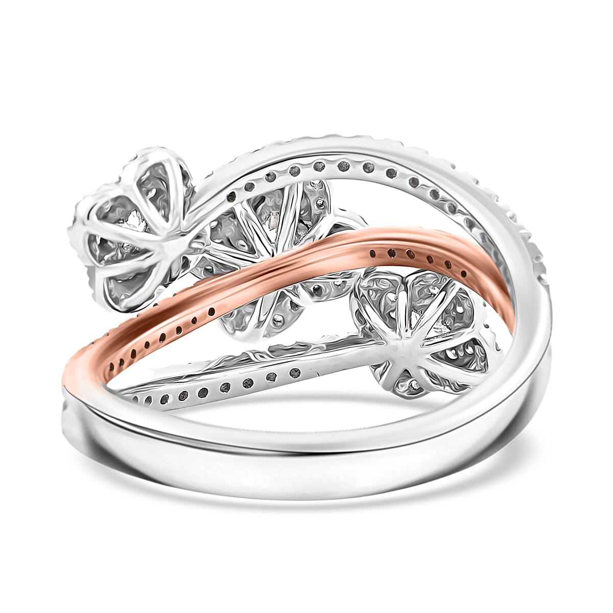 Doorbuster Modani Natural White and Pink Diamond 1.25 ctw Ring in 950 Platinum and 18K Rose Gold (Size 7.0) 7.35 Grams image number 4