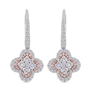 Modani G VVS Natural White and Pink Diamond 1.70 ctw Earrings in 950 Platinum and 18K Gold 7.10 Grams