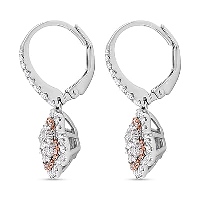 Modani G VVS Natural White and Pink Diamond 1.70 ctw Earrings in 950 Platinum and 18K White and Rose Gold 7.10 Grams