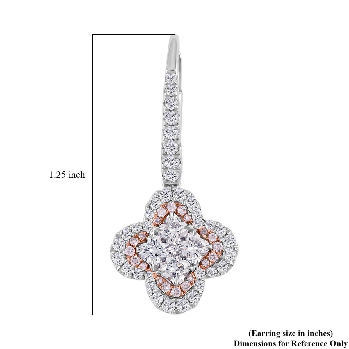 Modani G VVS Natural White and Pink Diamond 1.70 ctw Earrings in 950 Platinum and 18K Gold 7.10 Grams image number 4