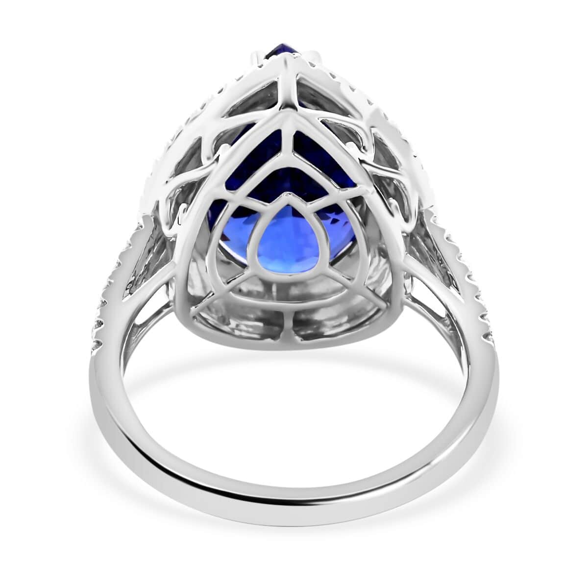 Certified & Appraised Rhapsody AAAA Tanzanite and E-F VS Diamond 9.40 ctw Ring in 950 Platinum 9.25 Grams image number 4