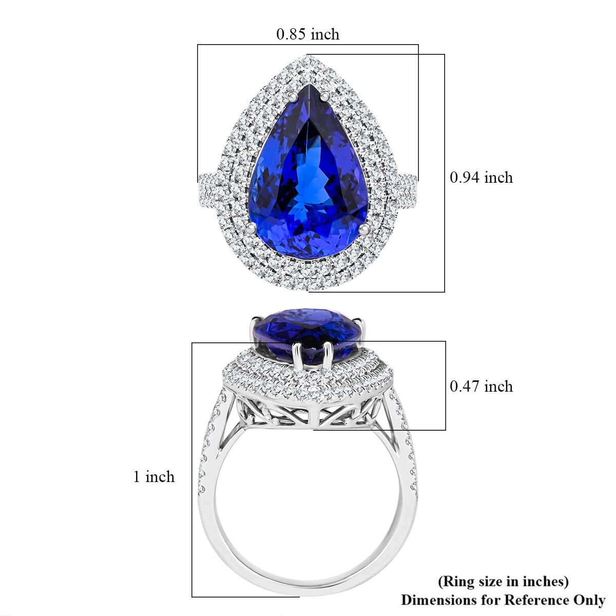 Certified & Appraised Rhapsody AAAA Tanzanite and E-F VS Diamond 9.40 ctw Ring in 950 Platinum 9.25 Grams image number 5