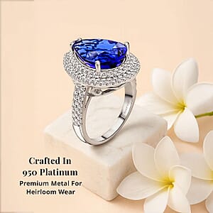 Certified Rhapsody AAAA Tanzanite, Diamond Ring in 950 Platinum 9.40 ctw (Size 5.0)