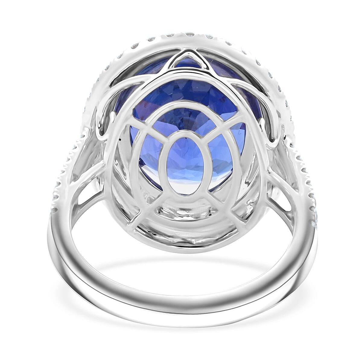 Rhapsody AAAA Tanzanite, Diamond Halo Ring in 950 Platinum 9.50 ctw (Size 10.0)