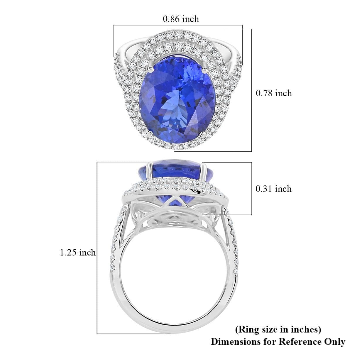 Certified & Appraised Rhapsody AAAA Tanzanite and E-F VS Diamond 9.50 ctw Halo Ring in 950 Platinum (Size 9.0) 9.60 Grams image number 5