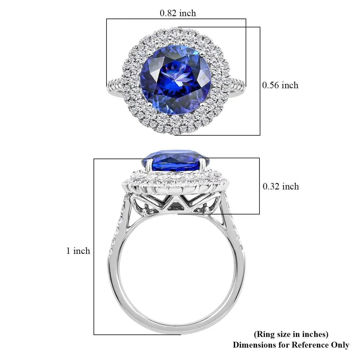 Certified & Appraised Rhapsody 950 Platinum AAAA Tanzanite, Diamond (E-F, VS) (0.63 cts) Ring (Size 7.5) (7.80 g) 4.75 ctw image number 5